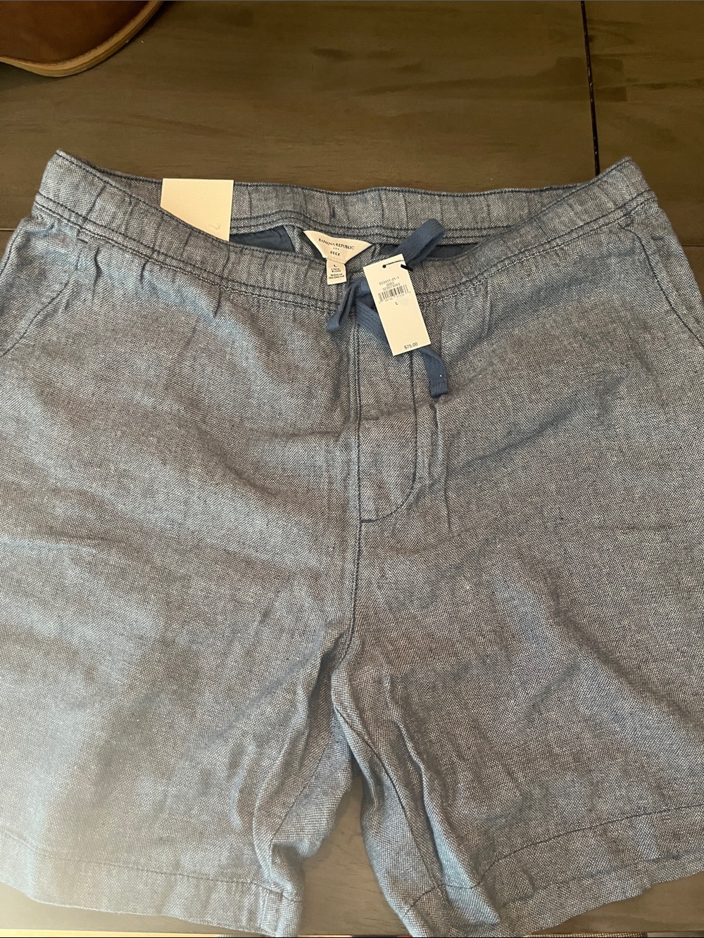 Banana Republic Light Blue Linen-Blend Drawstring Hybrid Shorts